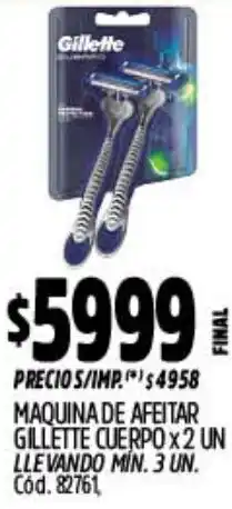 Supermercados Yaguar Gillette maquina de afeitar cuerpo oferta