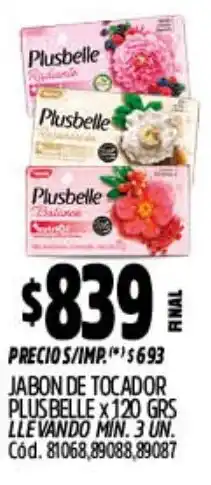 Supermercados Yaguar Plusbelle jabon de tocador oferta
