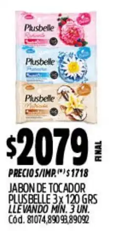 Supermercados Yaguar Plusbelle jabon de tocador oferta