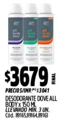Supermercados Yaguar Dove desodorante all body oferta