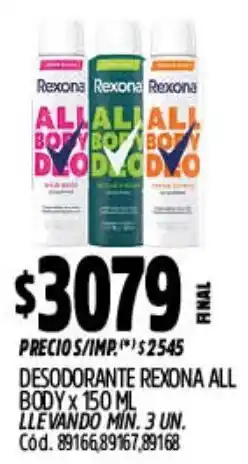 Supermercados Yaguar Rexona desodorante all body oferta