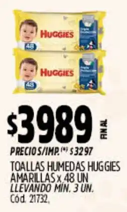 Supermercados Yaguar Huggies toallas humedas amarillas oferta