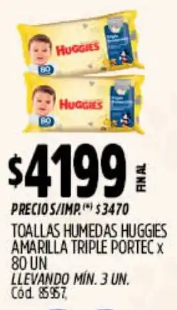 Supermercados Yaguar Huggies toallas humedas amarilla triple portec oferta