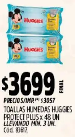 Supermercados Yaguar Huggies toallas humedas protect plus oferta