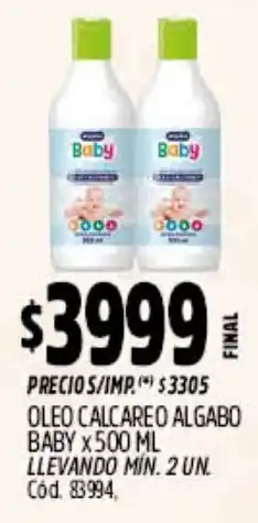 Supermercados Yaguar Algabo baby oleo calcareo oferta