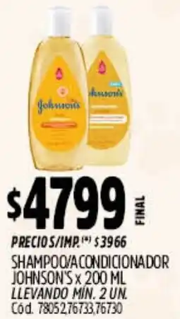 Supermercados Yaguar Johnson's shampoo/a condicionador oferta
