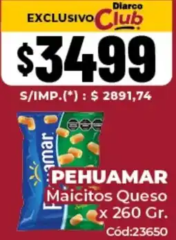 Diarco Pehuamar maicitos queso oferta