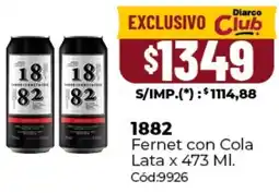 Diarco 1882 fernet con cola lata oferta