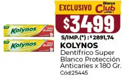 Diarco Kolynos dentifrico super blanco protección anticaries oferta