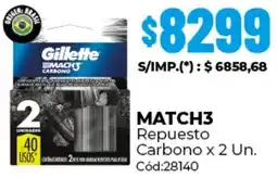 Diarco Gillette match3 repuesto carbono oferta