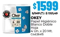 Diarco Okey papel higiénico blanco doble hoja oferta