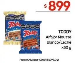 Nini Mayorista Toddy alfajor mousse blanco/leche oferta
