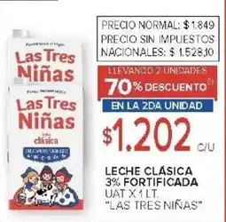 Carrefour Las tres niñas leche clásica 3% fortificada uat oferta