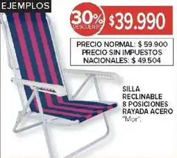 Carrefour Mor silla reclinable 8 posiciones rayada acero oferta