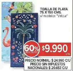 Carrefour Velour toalla de playa v/ modelos oferta