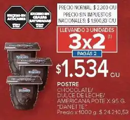 Carrefour Danette postre chocolate/ dulce de leche/ americana pote oferta