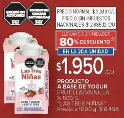 Carrefour Las tres niñas producto a base de yogur frutilla/vainilla oferta