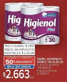 Carrefour Higienol papel higiénico doble hoja plus oferta