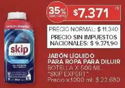 Carrefour Skip expert jabón líquido para ropa para diluir botella oferta