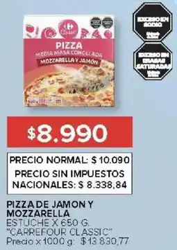 Carrefour Carrefour classic pizza de jamon y mozzarella estuche oferta