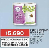 Carrefour Carrefour essential papel higiénico hoja simple oferta