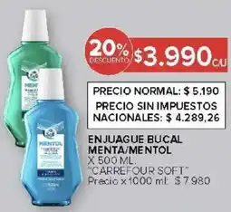 Carrefour Carrefour soft enjuague bucal menta/mentol oferta