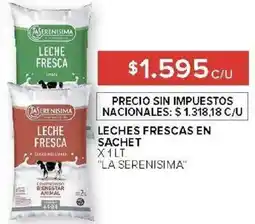 Carrefour La serenisima leches frescas en sachet oferta