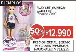 Carrefour Sparkle Girlz play set muñeca con bebé oferta