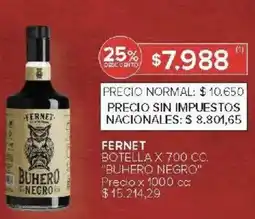 Carrefour Buhero negro fernet botella oferta