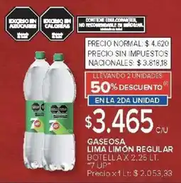 Carrefour 7up gaseosa lima limón regular botella oferta