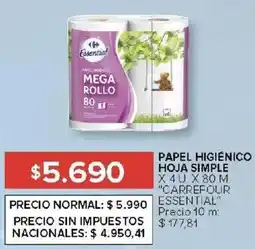 Carrefour Carrefour essential papel higiénico hoja simple oferta