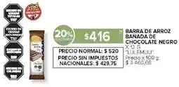 Carrefour Lulemuu barra de arroz bañada de chocolate negro oferta
