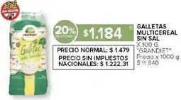 Carrefour Grandiet galletas multicereal sin sal oferta