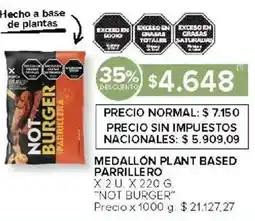 Carrefour Not burger medallón plant based parrillero oferta