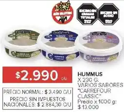 Carrefour Carrefour classic hummus varios sabores oferta