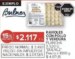 Carrefour Bulnez ravioles con pollo y verdura plancha oferta