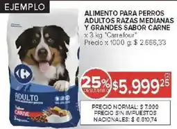 Carrefour Carrefour alimento para perros adultos razas medianas y grandes sabor carne oferta