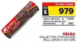 Carrefour Maxi Melba galletitas chocolate rell limon oferta