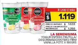 Carrefour Maxi La serenisima yogur entero frutilla/ descremado/entero firm vainilla pote oferta