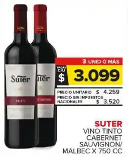 Carrefour Maxi Suter vino tinto cabernet sauvignon/ malbec oferta