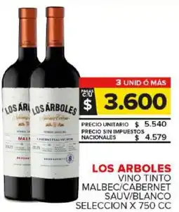 Carrefour Maxi Los arboles vino tinto malbec/cabernet sauv/blanco seleccion oferta