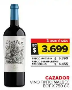 Carrefour Maxi Cazador vino tinto malbec bot oferta