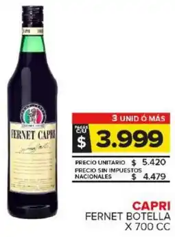 Carrefour Maxi Capri fernet botella oferta