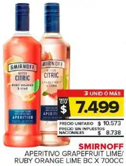 Carrefour Maxi Smirnoff aperitivo grapefruit lime/ ruby orange lime bc oferta