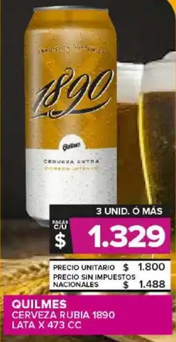Carrefour Maxi Quilmes cerveza rubia 1890 lata oferta