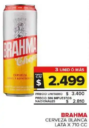Carrefour Maxi Brahma cerveza blanca lata oferta