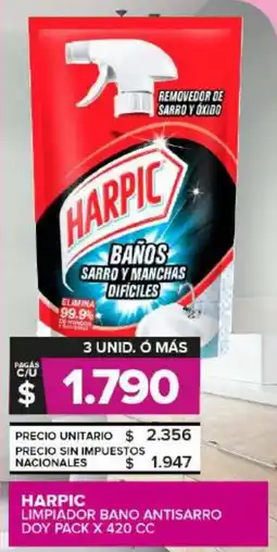 Carrefour Maxi Harpic limpiador bano antisarro doy pack oferta