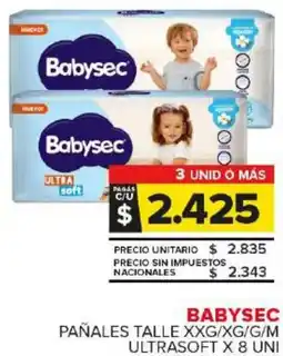Carrefour Maxi BABYSEC PAÑALES TALLE XXG/XG/G/M oferta
