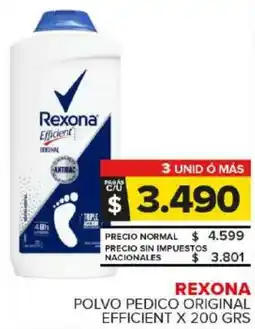 Carrefour Maxi Rexona polvo pedico original efficient oferta