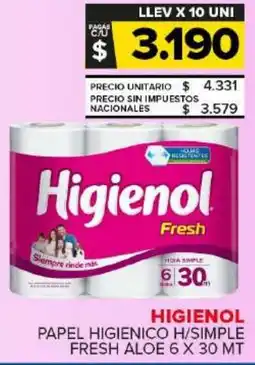 Carrefour Maxi Higienol papel higienico h/simple fresh aloe oferta
